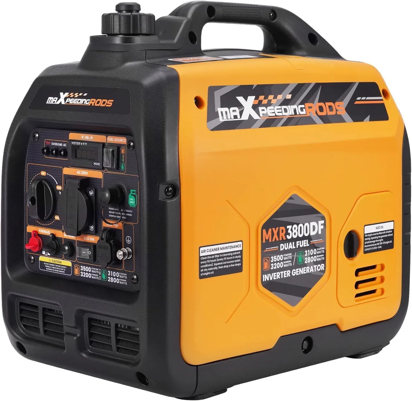 Генератор інверторний MaXpeedingRods MXR3800DF, 3.2 кВт, бензин, газ (пропан-бутан), ручний стартер — фото 2