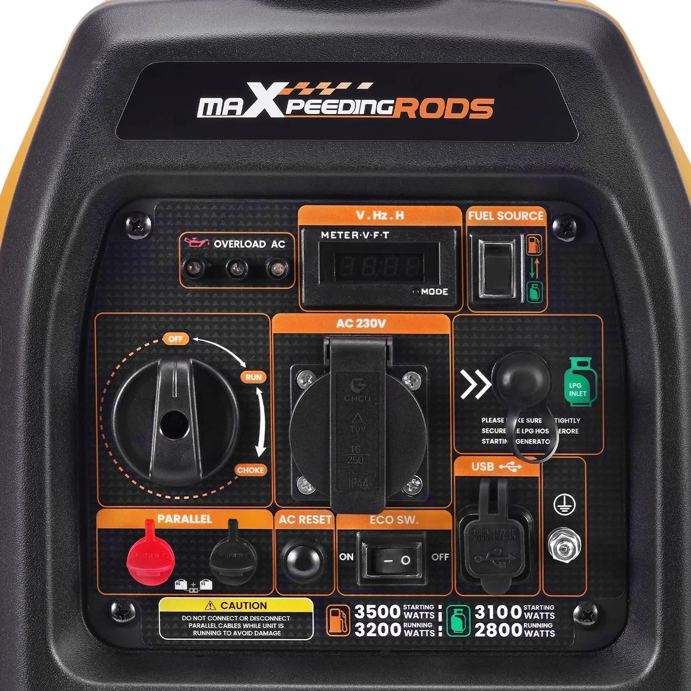 Генератор інверторний MaXpeedingRods MXR3800DF, 3.2 кВт, бензин, газ (пропан-бутан), ручний стартер — фото 4